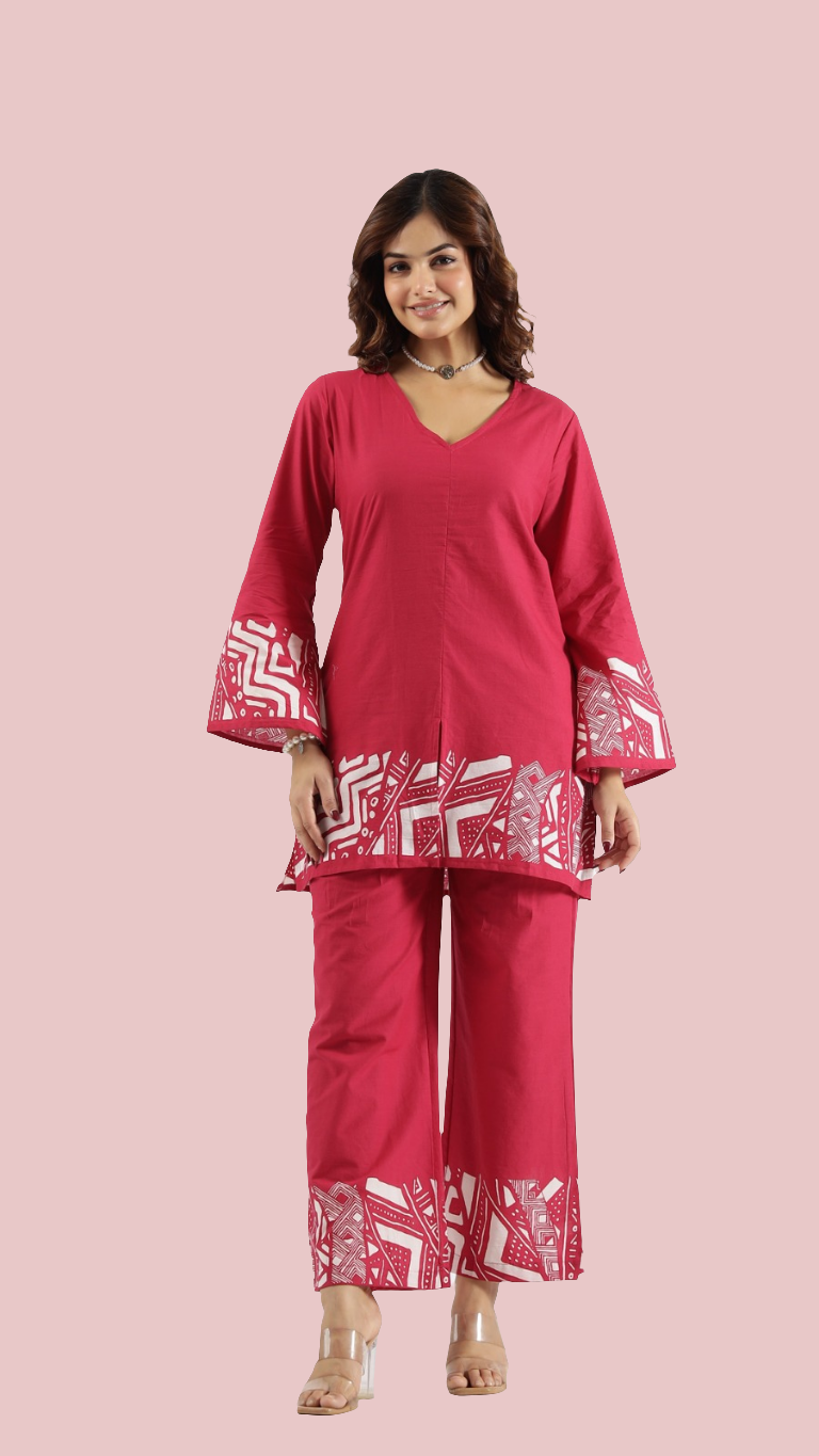 Cotton comfortable co-ord set with bell sleeves