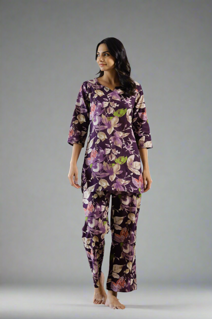 Leaf print Cotton co-ord set