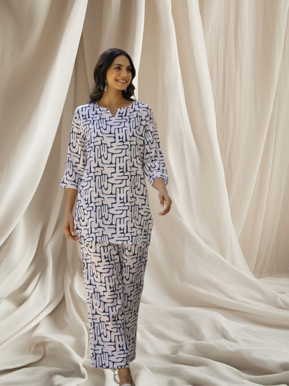 Women satin top pant co-ord set