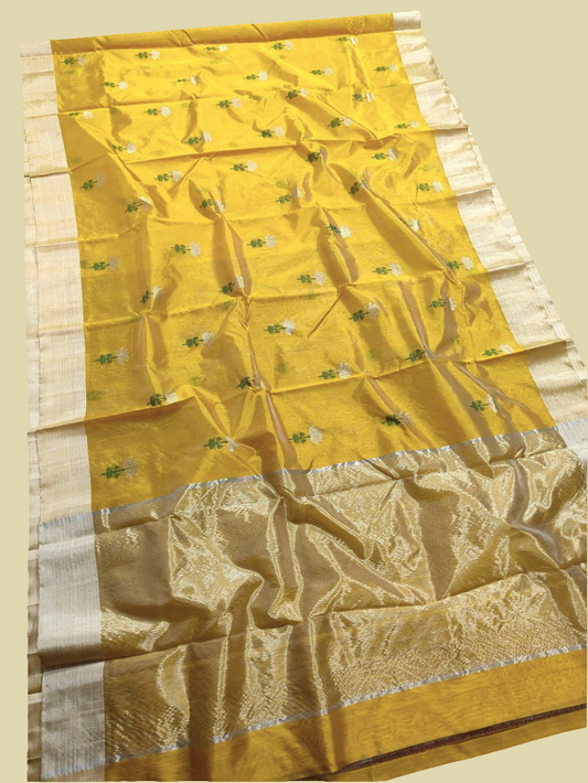 Pattu silk soft fabric all over meena buta chanderi handloom weave saree