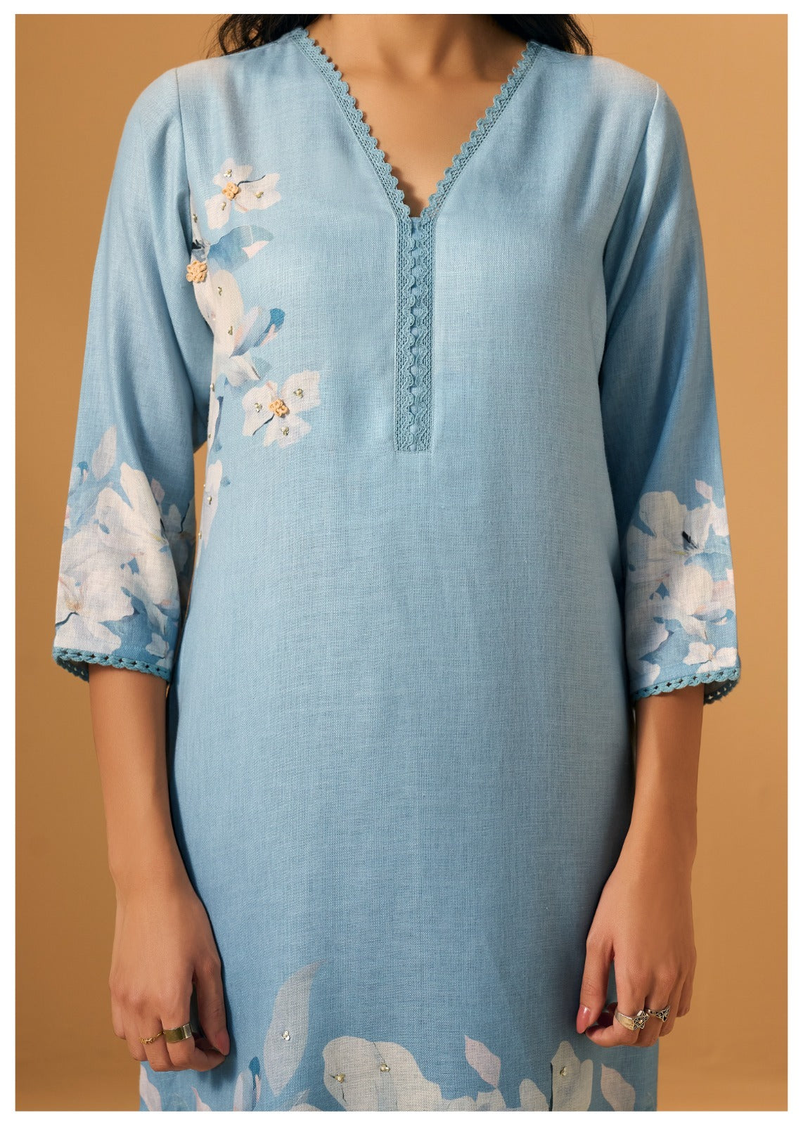 White Linen 3piece Set  
Featuring intricate handwork and digital print dupatta