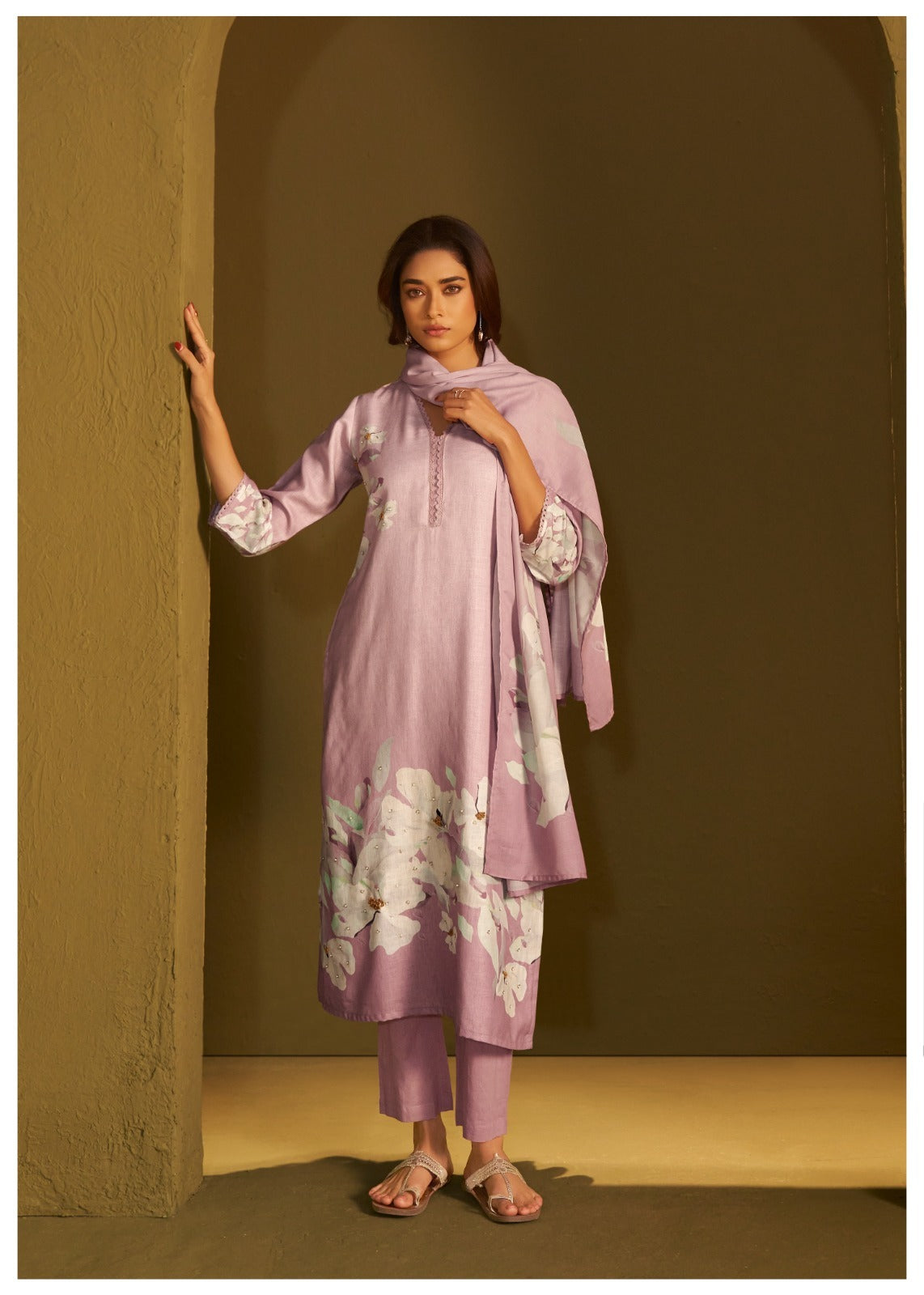 White Linen 3piece Set  
Featuring intricate handwork and digital print dupatta